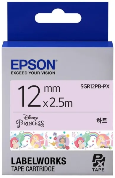 [EPSON] 디즈니 프린세스 라벨테이프 SGR12PB-PX 디즈니 하트 라벨테이프