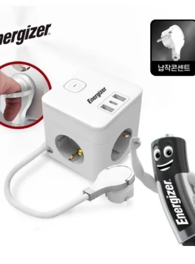 [에너자이저] 에너자이저 큐브 슬림 납작 멀티탭 3680W 고용량 3구 USB-A(2구) C타입(1구)
