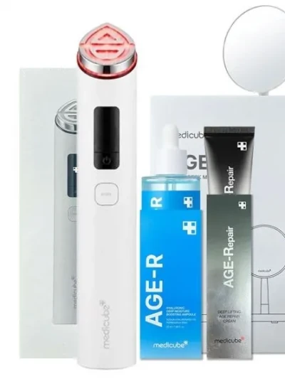 [에이피알] 메디큐브 에이지알 부스터 프로 X2 화이트 + 히알루로닉 앰플 + 리페어 크림 + 탁상거울