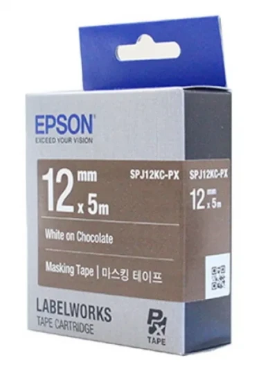 [EPSON] SPJ12KC-PX 라벨테이프 바탕(갈색)/글씨(흰색) 12mm