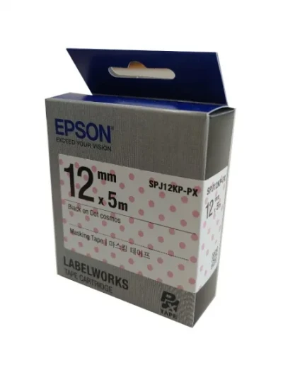 [EPSON] SPJ12KP-PX 라벨테이프 바탕(핑크색도트)/글씨(검정) 12mm
