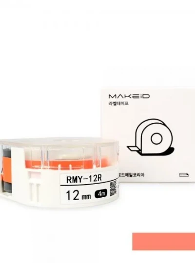 [로드메일코리아] RMY-12R MAKEiD 라벨테이프 바탕(주황) / 글씨(검정) 12mm