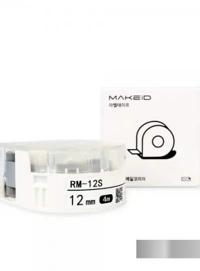 [로드메일코리아] RM-12S MAKEiD 라벨테이프 바탕(은색) / 글씨(검정) 12mm