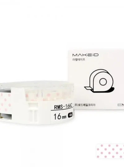 [로드메일코리아] RMS-16A2 MAKEiD 라벨테이프 바탕(물방울 패턴) / 글씨(검정) 16mm