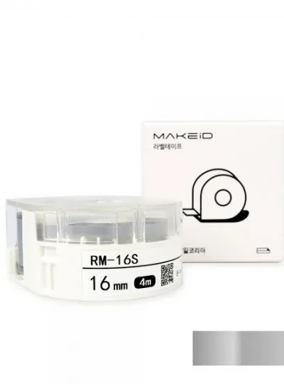 [로드메일코리아] RM-16S MAKEiD 라벨테이프 바탕(은색) / 글씨(검정) 16mm