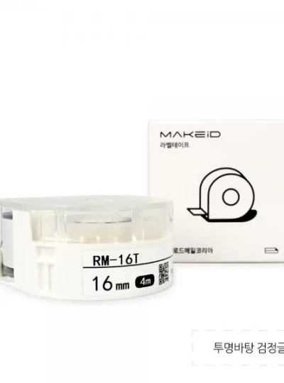 [로드메일코리아] RM-16T MAKEiD 라벨테이프 바탕(투명) / 글씨(검정) 16mm