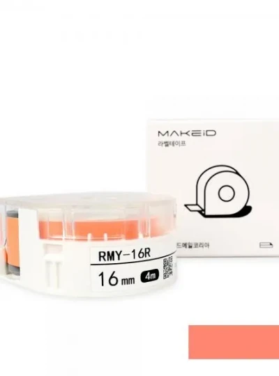 [로드메일코리아] RMY-16R MAKEiD 라벨테이프 바탕(주황) / 글씨(검정) 16mm