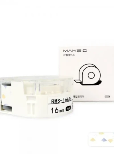 [로드메일코리아] RMS-16A14 MAKEiD 라벨테이프 바탕(부채꼴 패턴) / 글씨(검정) 16mm