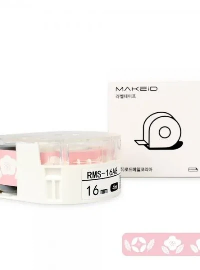 [로드메일코리아] RMS-16A8 MAKEiD 라벨테이프 바탕(꽃 패턴) / 글씨(검정) 16mm