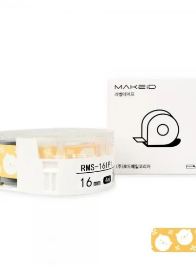 [로드메일코리아] RMS-16IP1 MAKEiD 라벨테이프 바탕(백곰 패턴) / 글씨(검정) 16mm