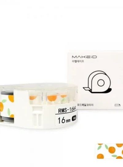 [로드메일코리아] RMS-16A4 MAKEiD 라벨테이프 바탕(오렌지 패턴) / 글씨(검정) 16mm