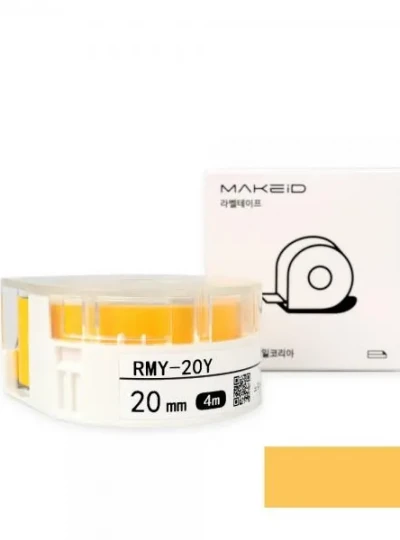 [로드메일코리아] RMY-20Y MAKEiD 라벨테이프 바탕(노랑) / 글씨(검정) 20mm