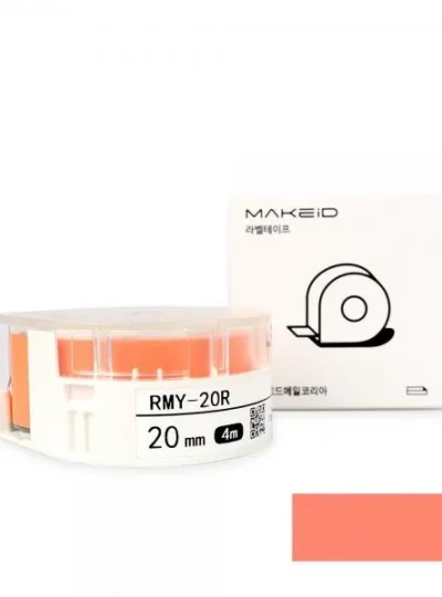 [로드메일코리아] RMY-20R MAKEiD 라벨테이프 바탕(주황) / 글씨(검정) 20mm