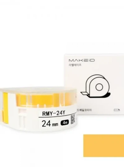 [로드메일코리아] RMY-24Y MAKEiD 라벨테이프 바탕(노랑) / 글씨(검정) 24mm