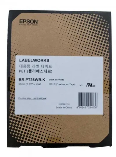 [EPSON] BR-PT36WB 라벨테이프 바탕(흰색)/글씨(검정) 36mm