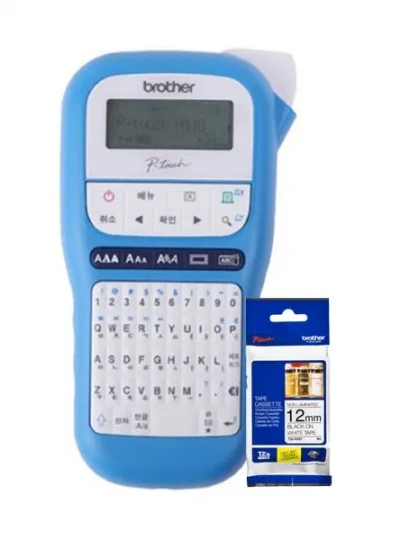 [Brother] 휴대용 라벨프린터 PT-H110BW (블루) + 12MM 정품테이프 세트