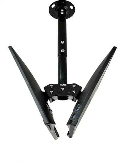 [N-SAN] 천장형 모니터 거치대, 양면듀얼형 LC-A1D [겉봉220/속봉300mm] [봉높이:250~400mm] ▶ 15~32형 ◀